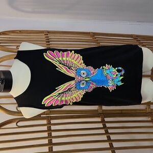 SFYNX apparel EDM PLUR women's tank top black neon pink yellow owl
